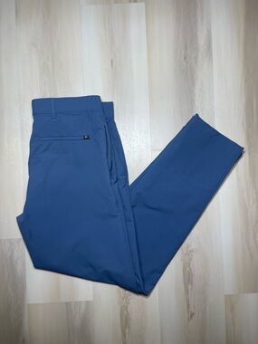 Banana Republic Men's Blue Chino Tech Pants Straight Sz 32x32 Zip Solid Pockets